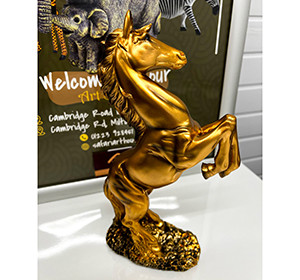 Resin Standing Horse Gold