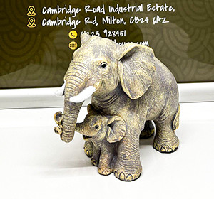 Elephant Mother and Baby Wooden Figurine